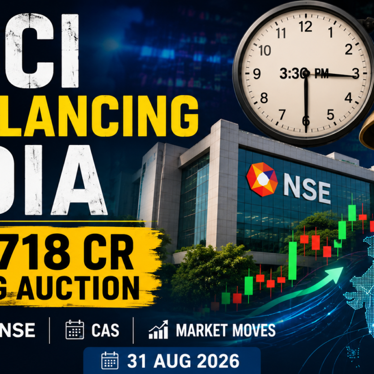 MSCI rebalancing India with ₹39,718 crore NSE closing auction turnover on 31 Aug 2026