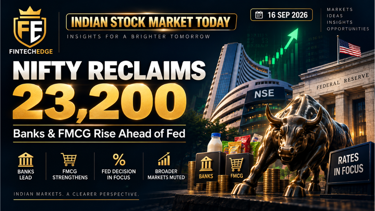 Indian stock market today with Nifty reclaiming 23,200 as banks and FMCG rise ahead of the Fed decision