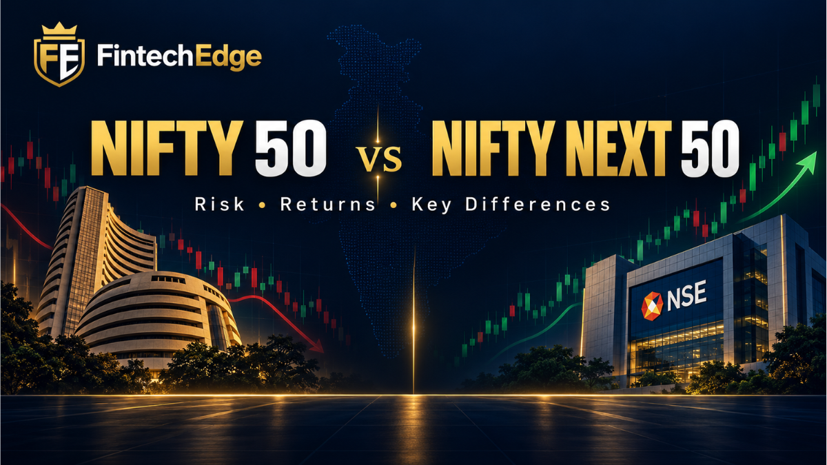 Nifty 50 vs Nifty Next 50 comparison showing risk, returns and key differences in the Indian stock market