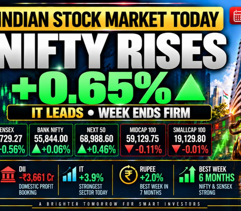 Indian stock market today on 16 October 2026 with Nifty up 0.65%, IT stocks leading the gains, FIIs turning net buyers and the rupee posting its best week in seven months.